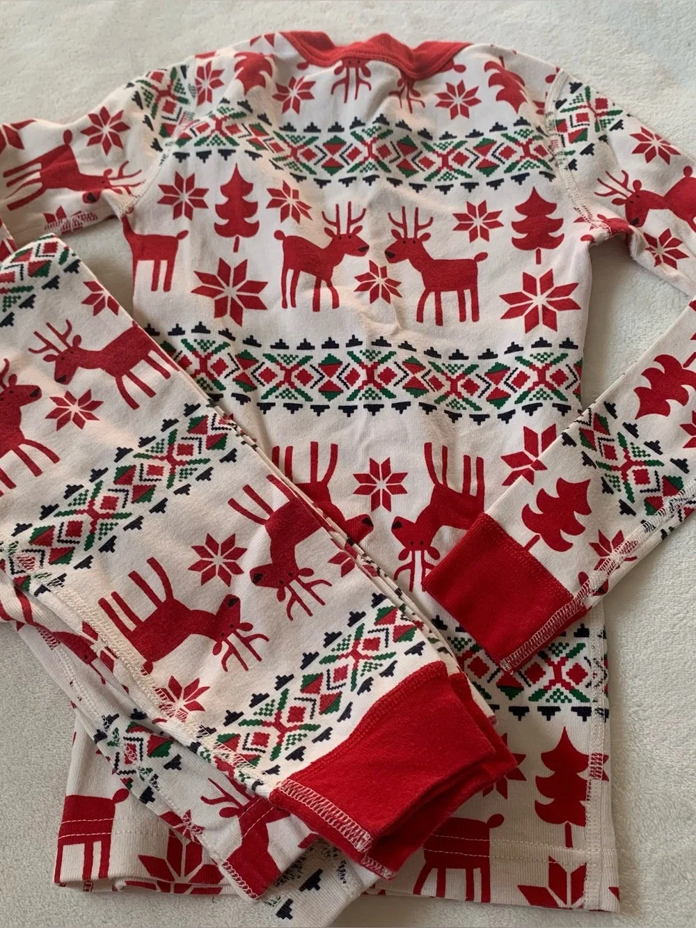 Hanna Andersson Festive Holiday Red and White Kids Pajamas Size 6/7